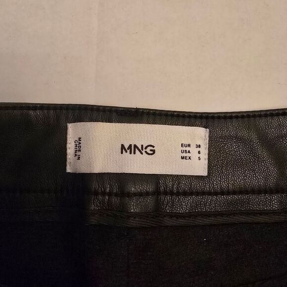 Mango Leather-effect Straight Black Pants Size 6 - Picture 7 of 14